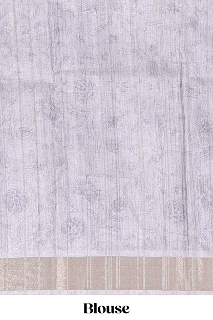 multi  colour floral printed  semi tussar saree with zari border and matching blouse