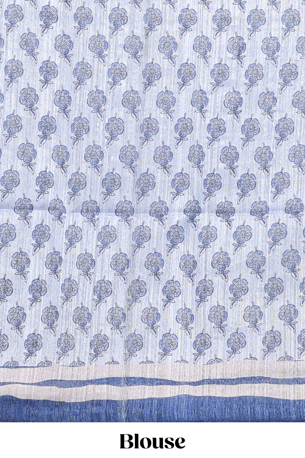 blue  colour floral printed  semi tussar saree with creeper  border and matching blouse