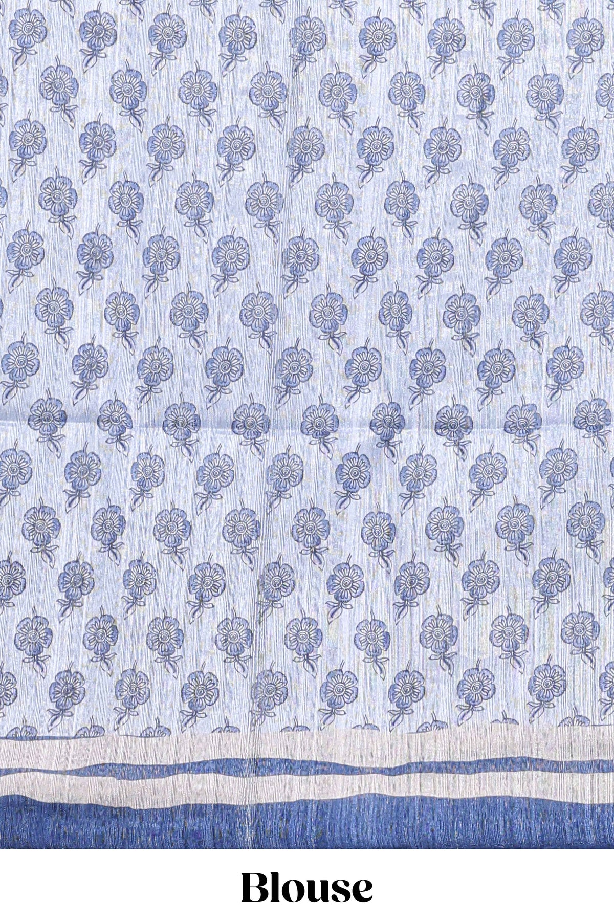 blue  colour floral printed  semi tussar saree with creeper  border and matching blouse
