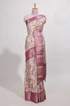 story bookprintedsemi tussar saree with zari border and zari weaving blouse