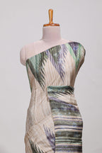 Beige ikkat print tussar saree pastel multi coloured ikkat patterns with matching blouse with matching pallu