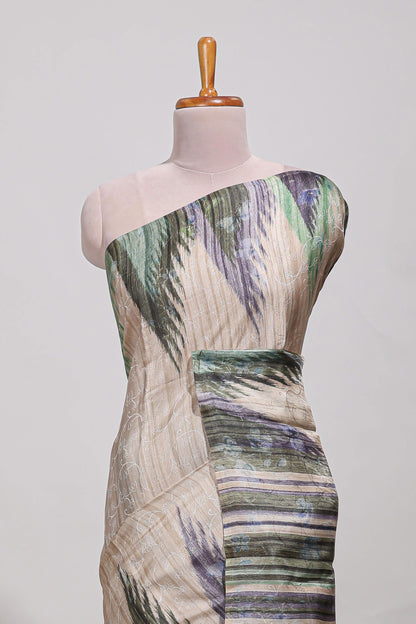Green ikkat print tussar saree pastel multi coloured ikkat patterns with matching blouse with matching pallu