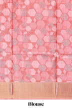 Sea green geometrical tussar silk saree multi coloured honeycomb geomatric  patterns ,  rich matching pallu along with tussles