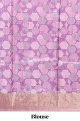 Green geometrical tussar silk saree multi coloured honeycomb geomatricpatterns ,rich matching pallu along with tussles