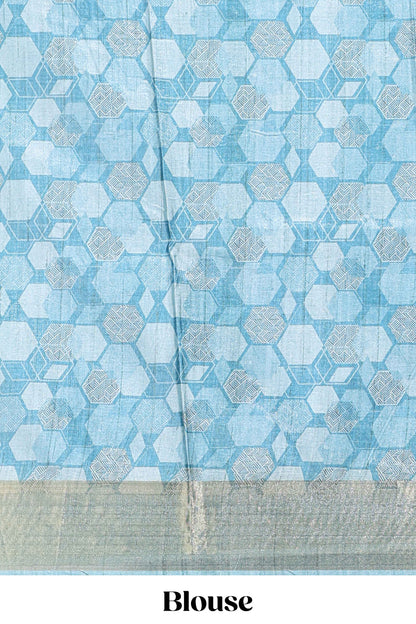 Violet geometrical tussar silk saree multi coloured honeycomb geomatric  patterns ,  rich matching pallu along with tassles