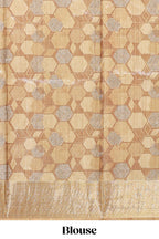 Blue geometrical tussar silk saree multi coloured honeycomb geomatric  patterns ,  rich matching pallu along with tassles