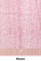 Onion pink kalamakri tussar saree body with floral creeper prints zari border and kalamkari peacock motif print pallu