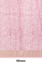 Onion pink kalamakri tussar saree body with floral creeper prints zari border and kalamkari peacock motif print pallu