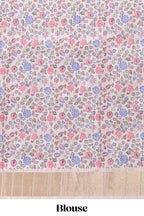 Sandle colour semi tussar saree with floral printed border and floral printed self blouse