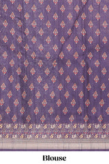 Violetpatola and pichwai tussar saree zari bordergeomatricmatching pallu along with tussels
