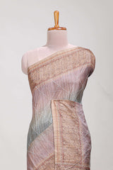Mauve shade semi tussar saree all hand work embroidery with contrast border and contrast printed printed pallu