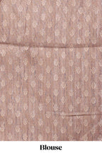 Mauve shade semi tussar saree all hand work embroidery with contrast border and contrast printed printed pallu