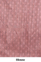 Red shade semi tussar saree all hand work embroidery with contrast border and contrast printed printed pallu