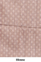 Powder green shade semi tussar saree all hand work embroidery with contrast border and contrast printed printed pallu