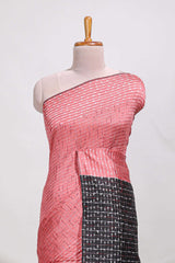 Pink semi tussar saree allembroidery work with contrast thread work pallu and contrast blouse