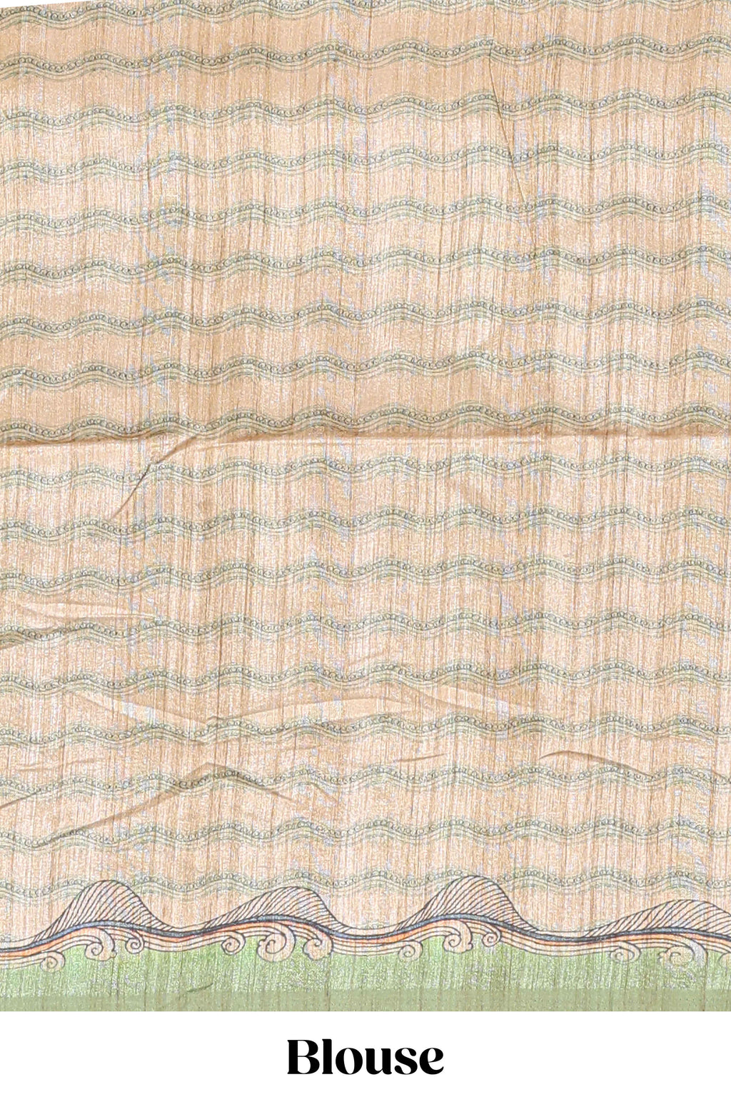 Beige colour semi tussar saree with contrast leaf  border and nature art pallu with contrast blouse