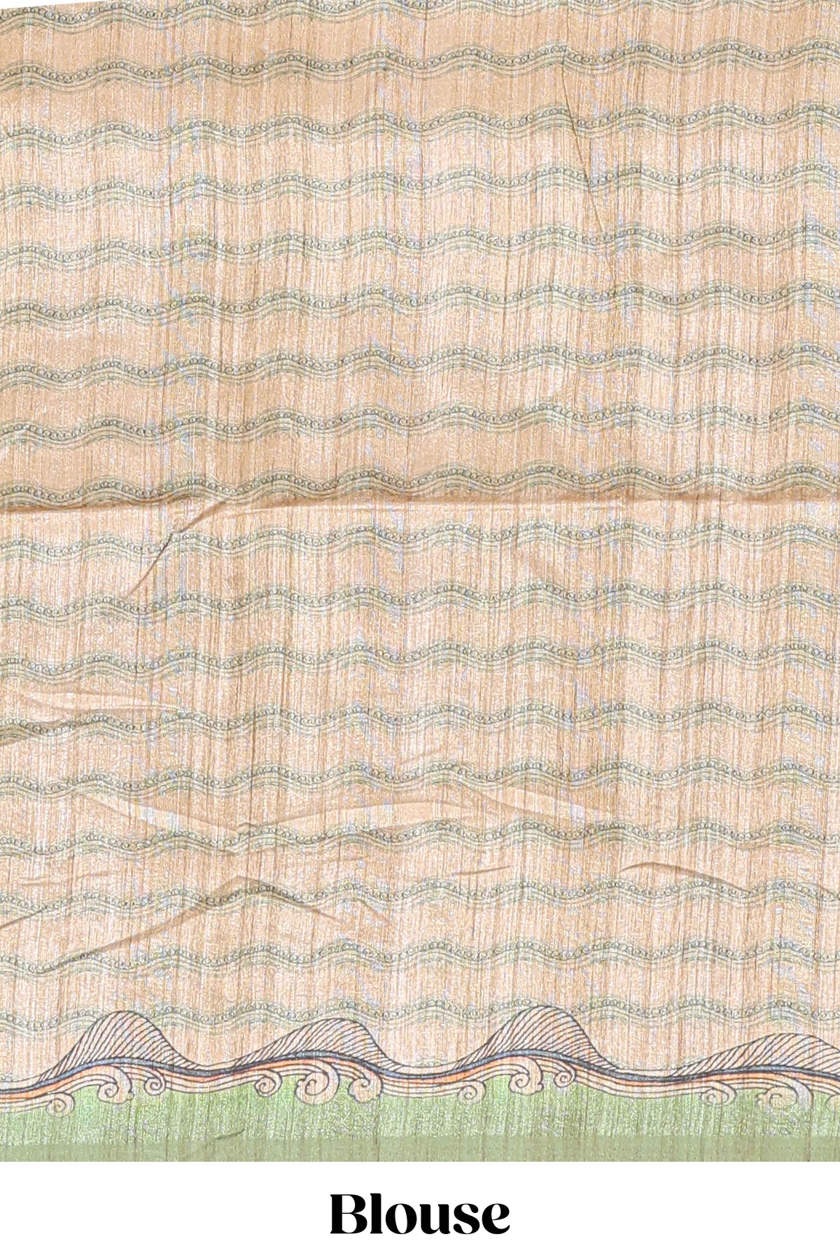 Beige colour semi tussar saree with contrast leaf  border and nature art pallu with contrast blouse