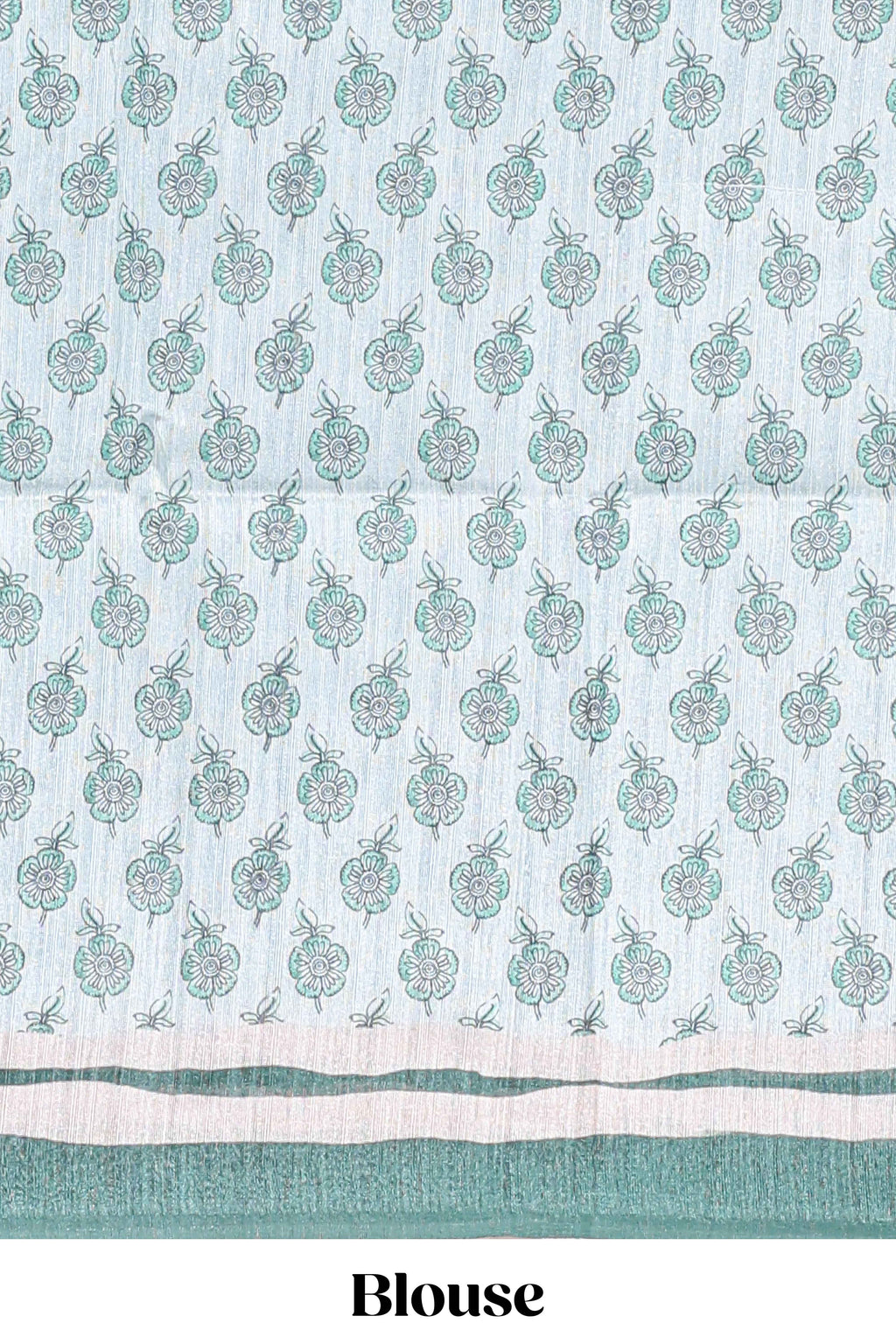 Green colour floral printed  semi tussar saree with creeper  border and matching printed blouse