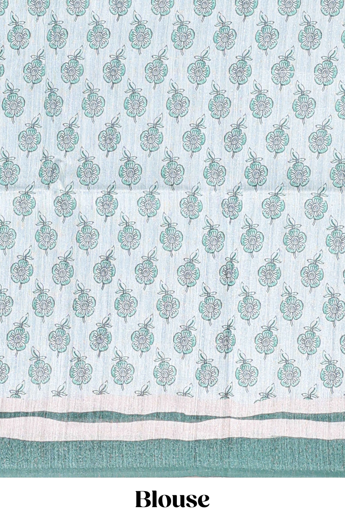 Green colour floral printed  semi tussar saree with creeper  border and matching printed blouse