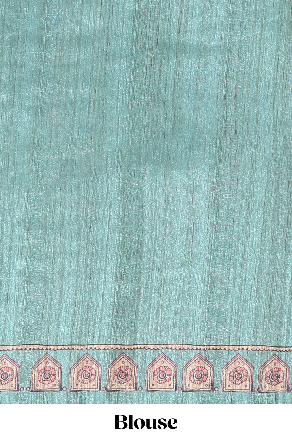 Cream colour semi tussar saree all over floral print with small contrast border and floral printed pallu with contrast blouse