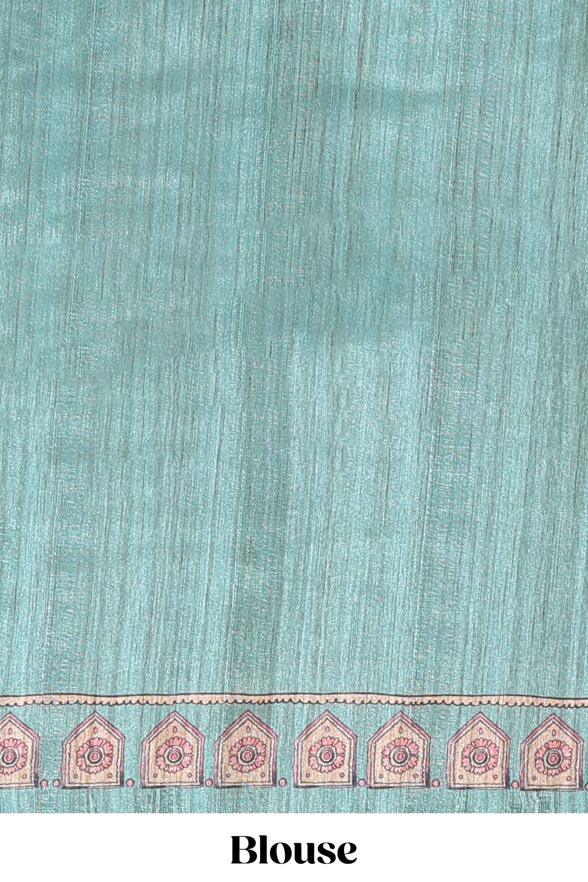 Cream colour semi tussar saree all over floral print with small contrast border and floral printed pallu with contrast blouse