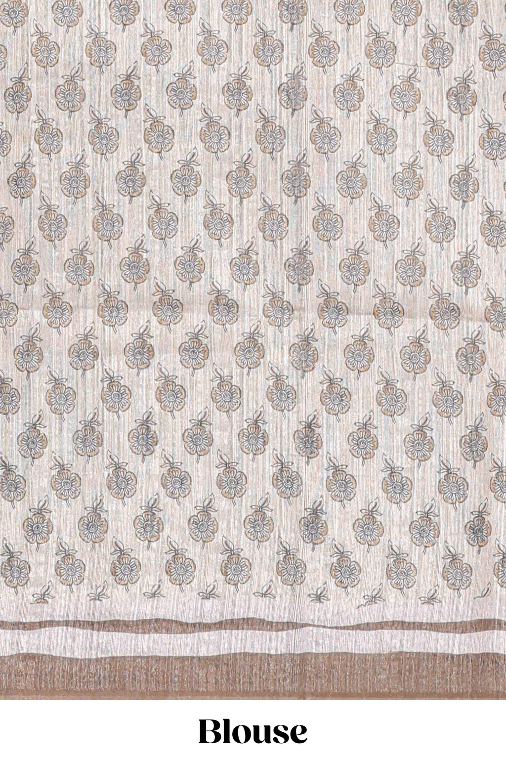 Brown colour floral printed  semi tussar saree with creeper  border and matching printed blouse