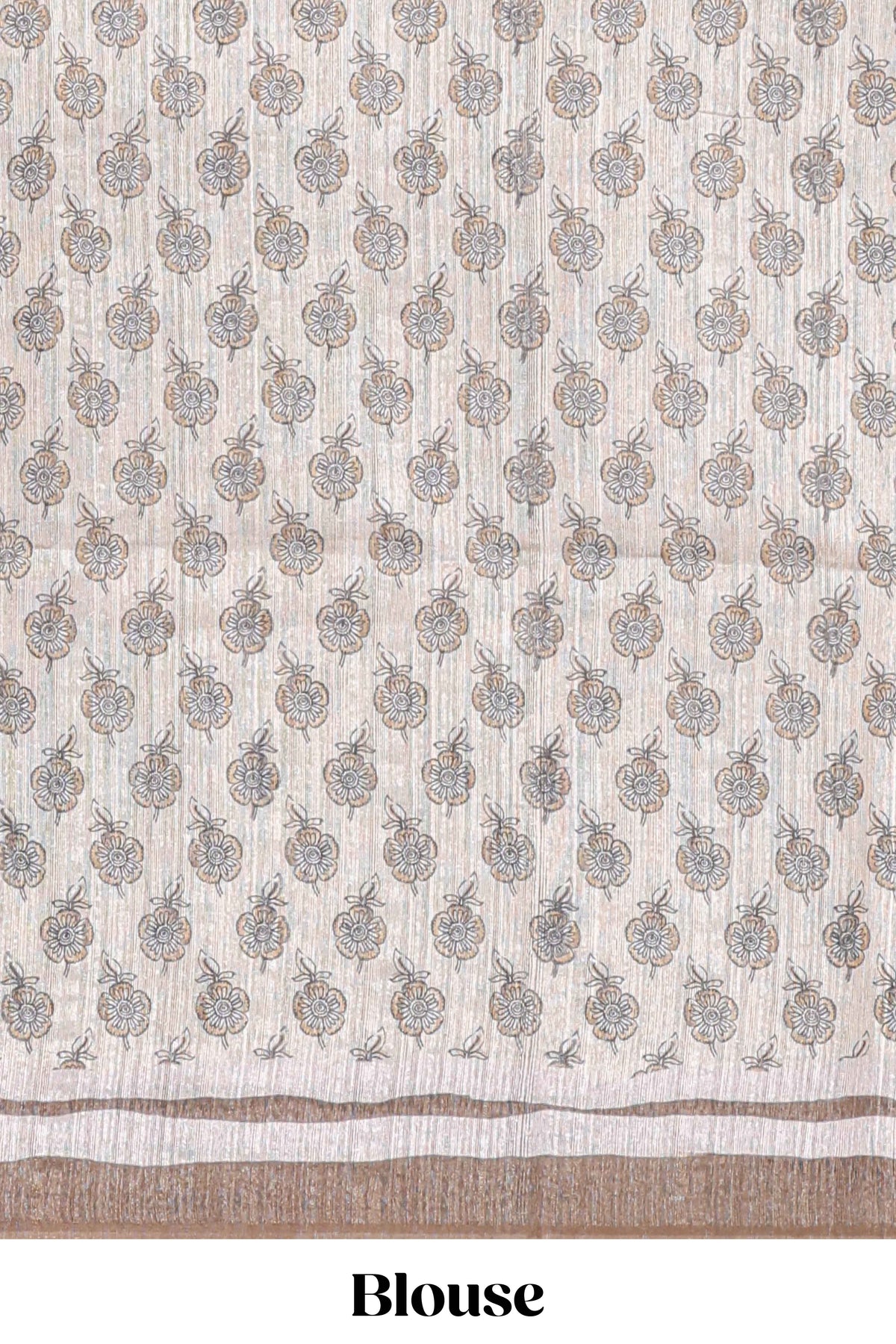 Brown colour floral printed  semi tussar saree with creeper  border and matching printed blouse