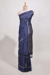 Navy blue semi tussar saree all over pichwai buttas and sliver zari pallu with self blouse