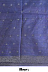 Borderless pink round butta art tussar saree with contrast pallu and blouse