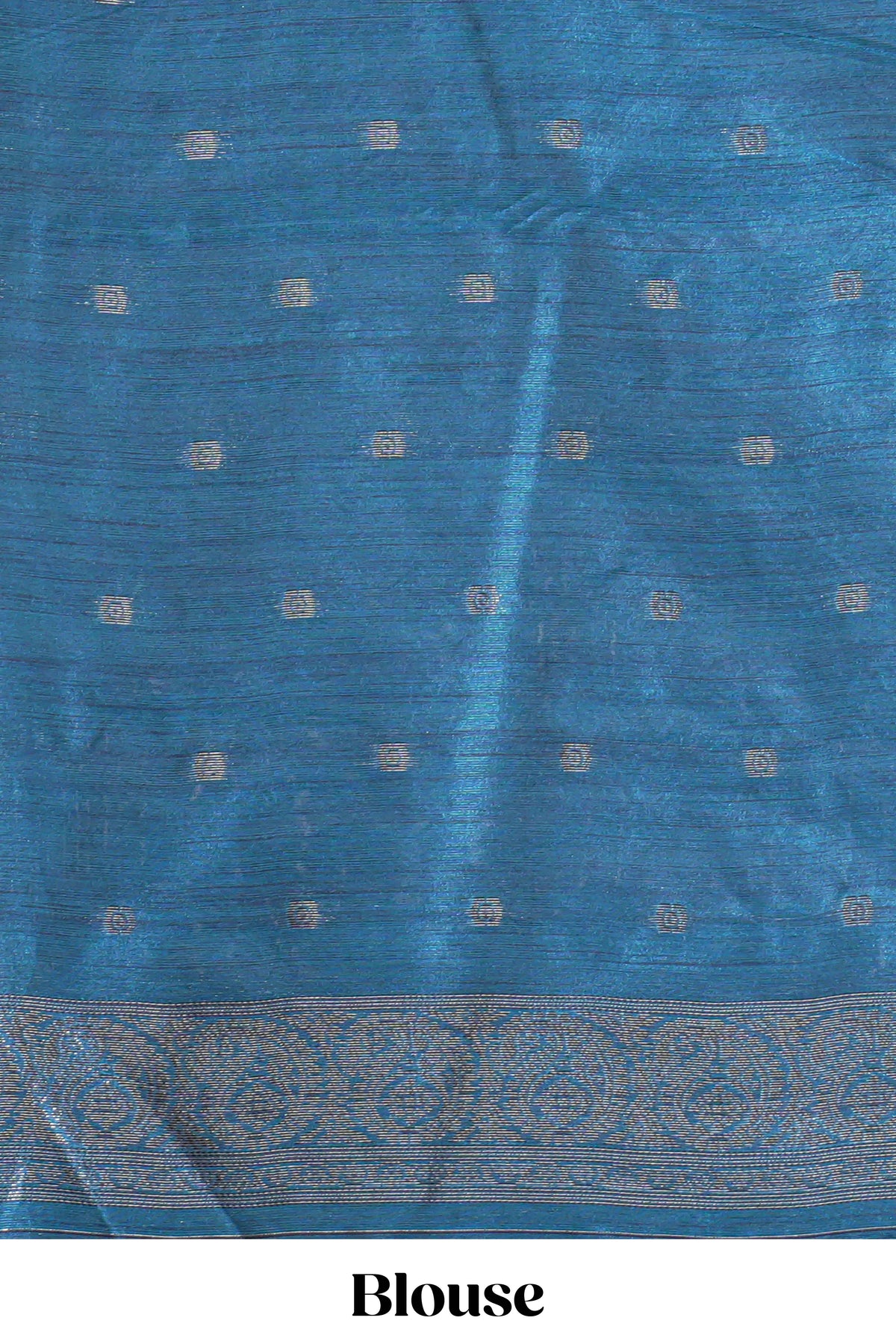 Borderless blue round butta art tussar saree with contrast pallu and blouse