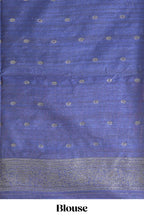 Borderless pink round butta art tussar saree with contrast pallu and blouse