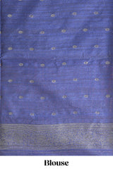Borderless pink round butta art tussar saree with contrast pallu and blouse