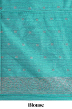 Borderless purple round butta art tussar saree with contrast pallu and blouse