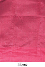 Grey plain art tussar saree with contrast border and striped pallu
