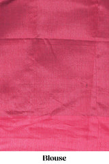 Grey plain art tussar saree with contrast border and striped pallu