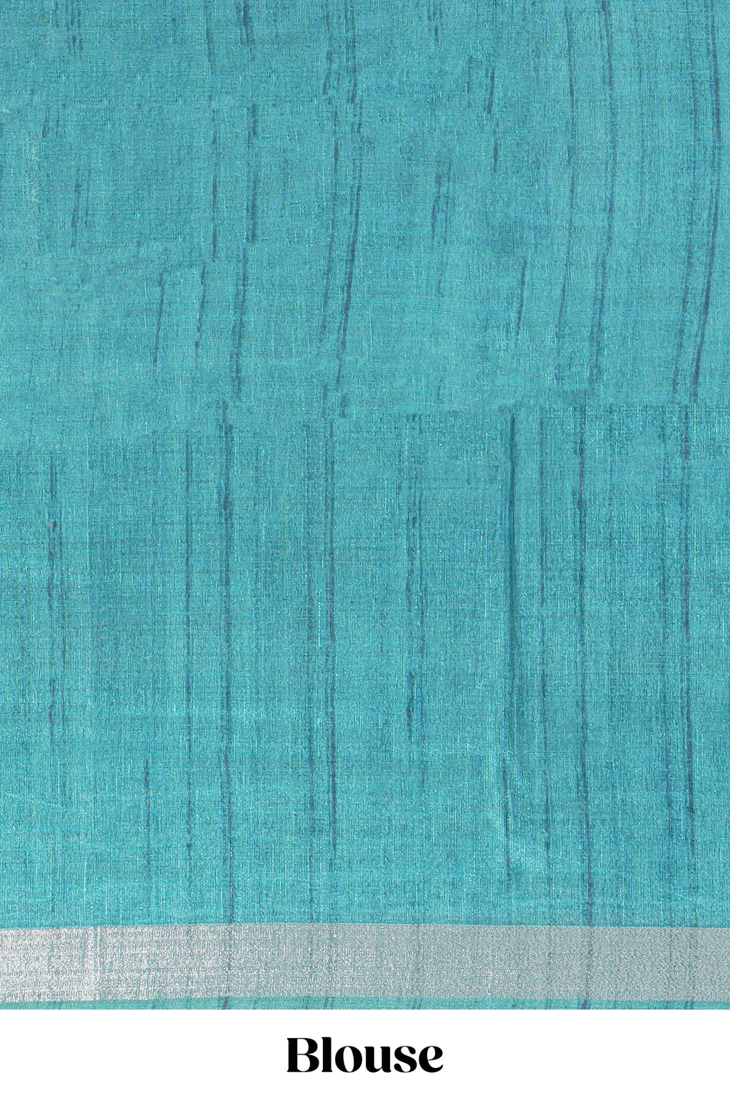 Teal blue tussar saree body chevron prints floral motifs and printed pallu along with matching blouse