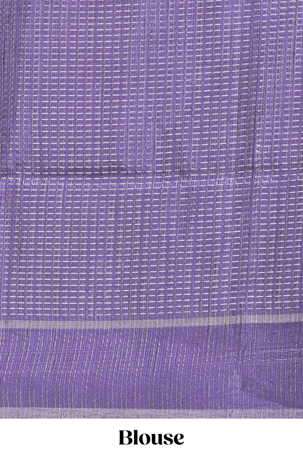 Pink tussar saree with woven checks by rich purple border and matching zari woven pallu with matching blouse piece