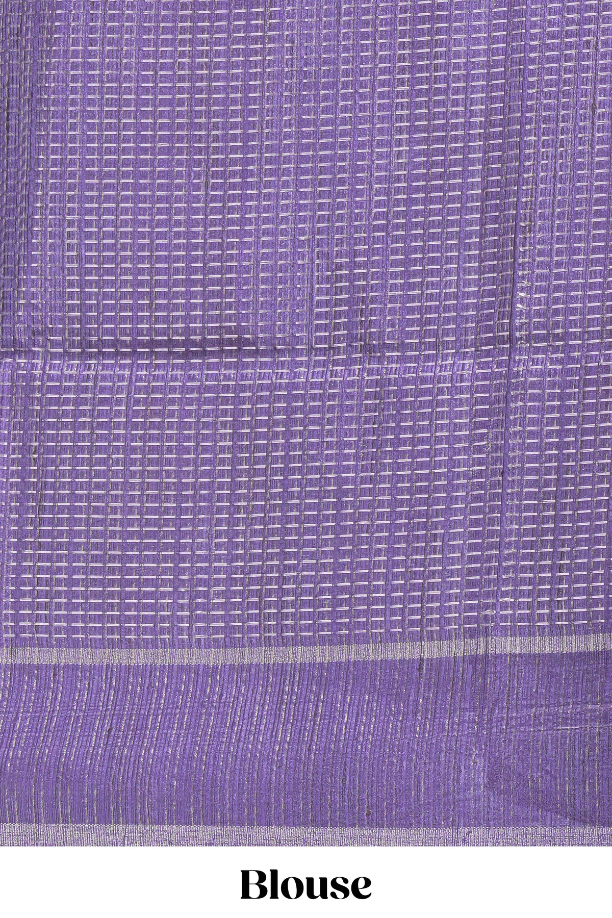 Pink tussar saree with woven checks by rich purple border and matching zari woven pallu with matching blouse piece