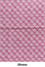 Dusty rose pink tussar saree with silver floral and bird motifs by fine metallic stripes and printed border and pallu with tassels with matching blouse piece