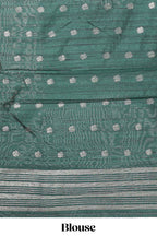 Borderless purple floral design art tusser saree with contrast pallu and floral motifs blouse