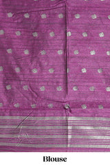 Borderless orange floral design art tusser saree with contrast pallu and floral motifs blouse