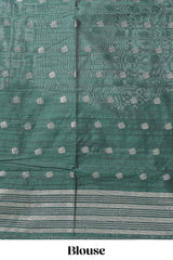Borderless yellow floral design art tusser saree with contrast pallu and floral motifs blouse
