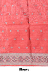 Borderless mustard floral zari motifs art tussar saree with contrast floral design pallu and zari motifs blouse