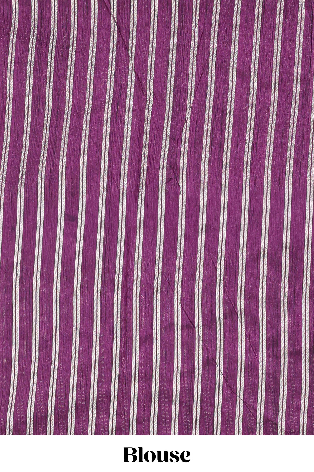 Purple zari butta art tussar saree with self border matching striped blouse