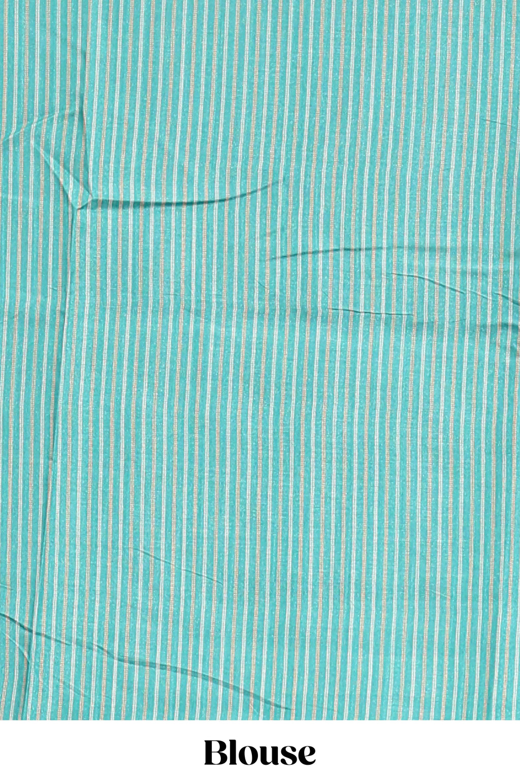 Blue geometric zari butta art tussar saree with contrast zari border and striped blouse