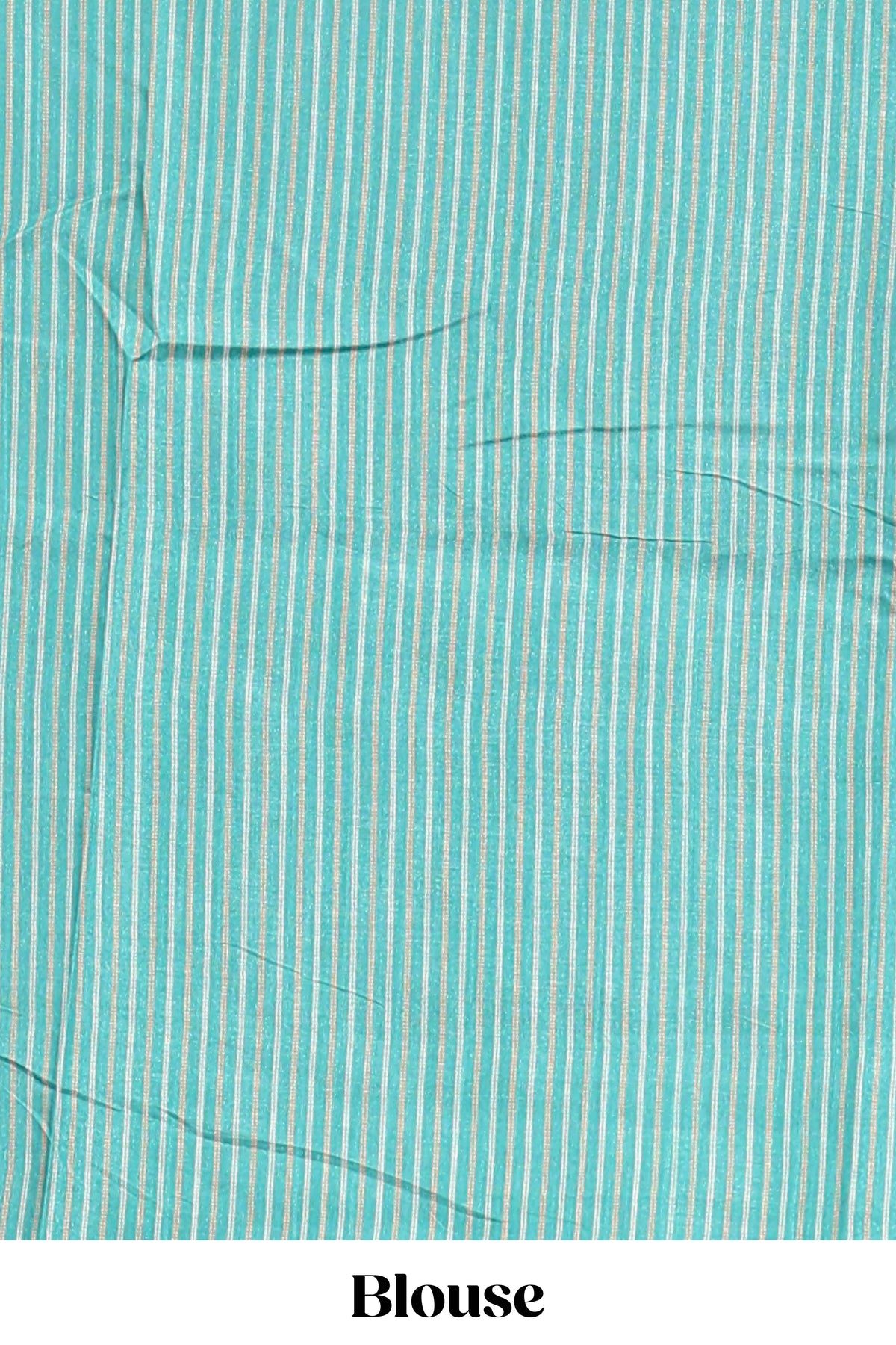 Blue geometric zari butta art tussar saree with contrast zari border and striped blouse