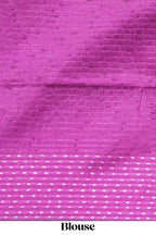 Green Striped Art Tussar Saree with Self Border Contrast Pink Pallu and Striped Blouse