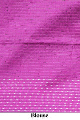Green Striped Linen Cotton Saree with Self Border Contrast Pink Pallu and Striped Blouse