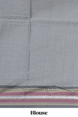 Off White Unique Design Linen Cotton Saree with Contrast Border Contrast and Blouse