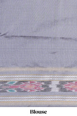 Pink Plain Art Tussar Saree with Contrast Ikkat Design Border and Blouse